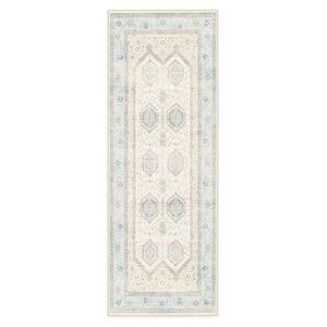 Ruggable Bridgerton Crown Affair Opal Blue Washable Runner Rug 2.5' x 7’ w/ Pad